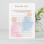 ベビー名Gender Revealパーティーゲームカード 招待状 (スタンド正面)