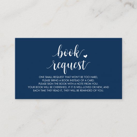 ベビー向けの本モダン集、可愛いネイビーブルースクリプトE エンクロージャーカード (正面)