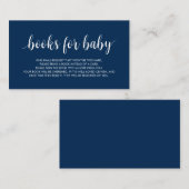 ベビー向けの本モダン集、可愛いネイビーブルースクリプトE エンクロージャーカード (正面/裏面)