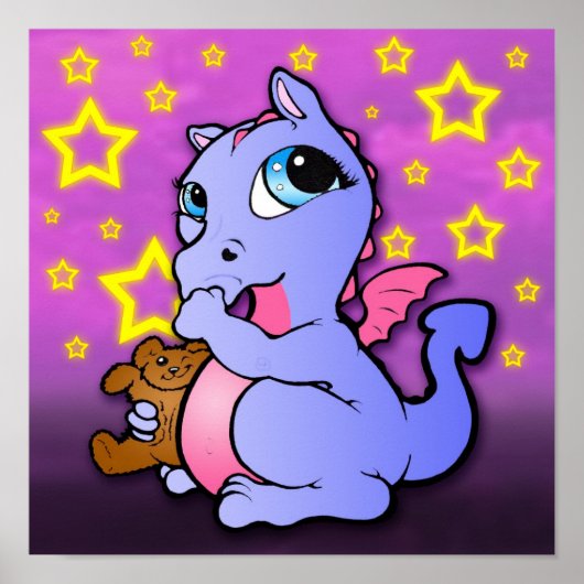 ベビー吸ドラゴンの親指（紫） -プリント ポスター (正面)