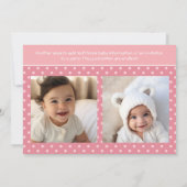 ベビー告知または誕生日カード 案内状 (裏面)