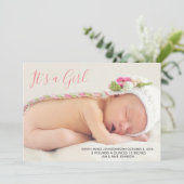 ベビー告知カード – It's a Girl 案内状 (スタンド正面)