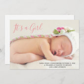 ベビー告知カード – It's a Girl 案内状 (正面/裏面)