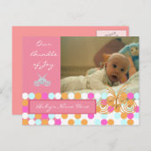 ベビー告知ピンク 案内ポストカード (正面/裏面)