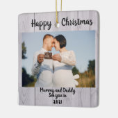 ベビー告知， 2枚の写真妊娠，妊娠 セラミックオーナメント (左)