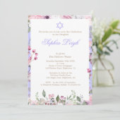 ベビー命名式ヘブライ語ガールフローラ紫 招待状 (スタンド正面)