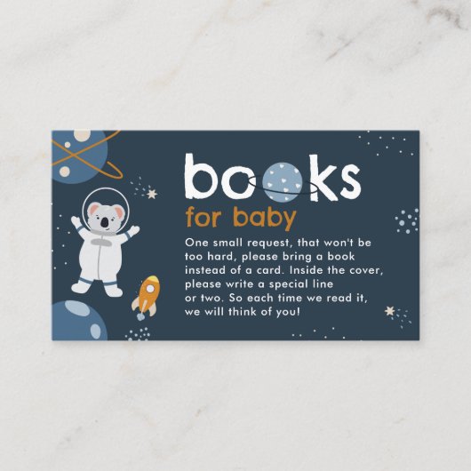 ベビー囲いカード宇宙ベビーシャワー用の本 エンクロージャーカード (正面)