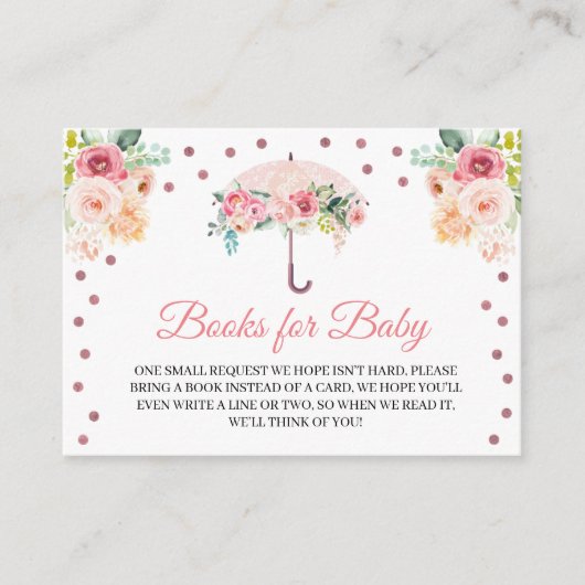 ベビー囲いカード用のピンクの傘の本 エンクロージャーカード (正面)