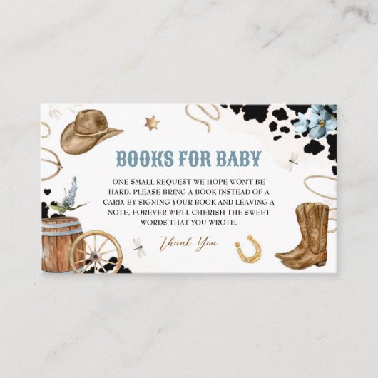 ベビー囲いカード用の小さなカウボーイブック エンクロージャーカード (正面)