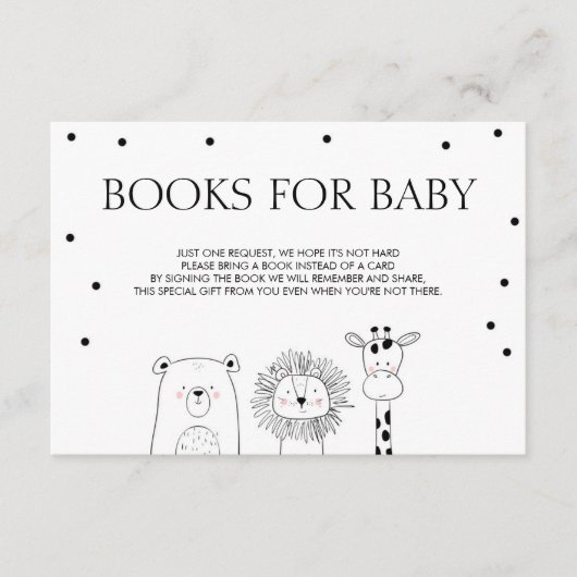 ベビー図書動物を連れて来る白黒 エンクロージャーカード (正面)