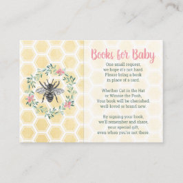 ベビー図書館のカードガールピンクベビーシャワーの本 エンクロージャーカード