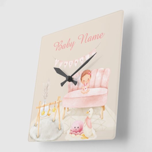 ベビー壁時計 スクエア壁時計 (傾斜)