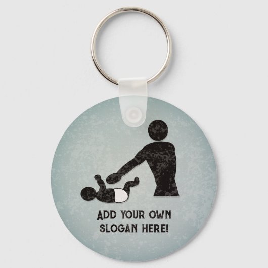 ベビー変更New Daddy追加おもしろい文字前面と背面 キーホルダー (正面)