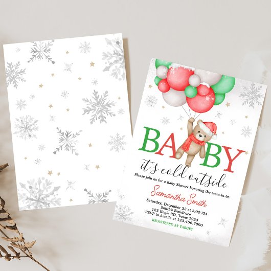 ベビー外が冷たいクマのベビーシャワー 招待状