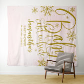 ベビー外が冷たい女の子ベビーシャワー背景 タペストリー (インサイチュ(横))