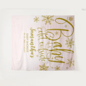 ベビー外が冷たい女の子ベビーシャワー背景 タペストリー (正面(横))