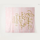 ベビー外が冷たい女の子ベビーシャワー背景 タペストリー (正面(横))