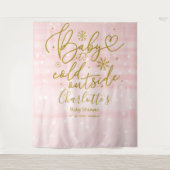 ベビー外が冷たい女の子ベビーシャワー背景 タペストリー (正面)