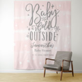 ベビー外が冷たい女の子ベビーシャワー背景 タペストリー (インサイチュ)
