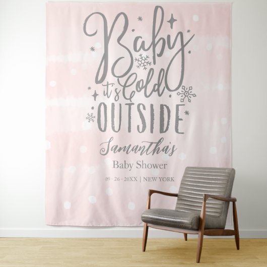 ベビー外が冷たい女の子ベビーシャワー背景 タペストリー (インサイチュ)