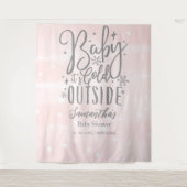 ベビー外が冷たい女の子ベビーシャワー背景 タペストリー (正面)