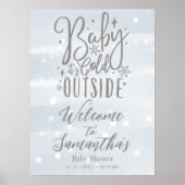 ベビー外が冷たい赤ちゃんシャワー歓迎サイン ポスター (正面)