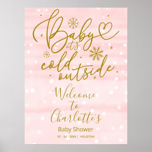 ベビー外が冷たい赤ちゃんシャワー歓迎サイン ポスター (正面)