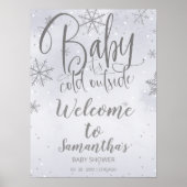 ベビー外が冷たい赤ちゃんシャワー歓迎サイン ポスター (正面)