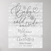 ベビー外が冷たい赤ちゃんシャワー歓迎サイン ポスター (正面)