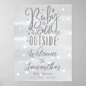 ベビー外が冷たい赤ちゃんシャワー歓迎サイン ポスター (正面)