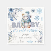 ベビー外が寒いかわいい男の子の冬の赤ちゃんシャワー スタンダードカクテルナプキン (正面)