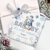 ベビー外が寒いかわいい男の子の冬の赤ちゃんシャワー フェイバータグ