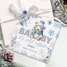 ベビー外が寒いかわいい男の子の冬の赤ちゃんシャワー フェイバータグ