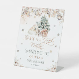 ベビー外が寒いクマの赤ちゃんシャワーへようこそ 台座サイン