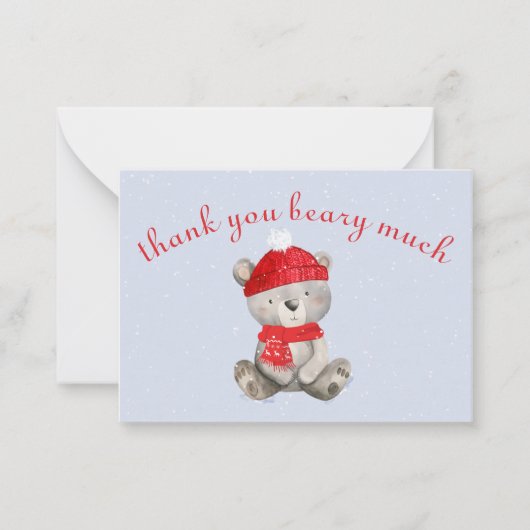 ベビー外が寒いクマサンキューカード ノートカード (正面)