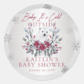 ベビー外が寒いシロクマ赤ちゃんシャワークラス ラウンドシール (正面)