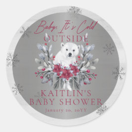 ベビー外が寒いシロクマ赤ちゃんシャワークラス ラウンドシール