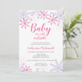 ベビー外が寒いベイビーシャワー雪 招待状 (スタンド正面)