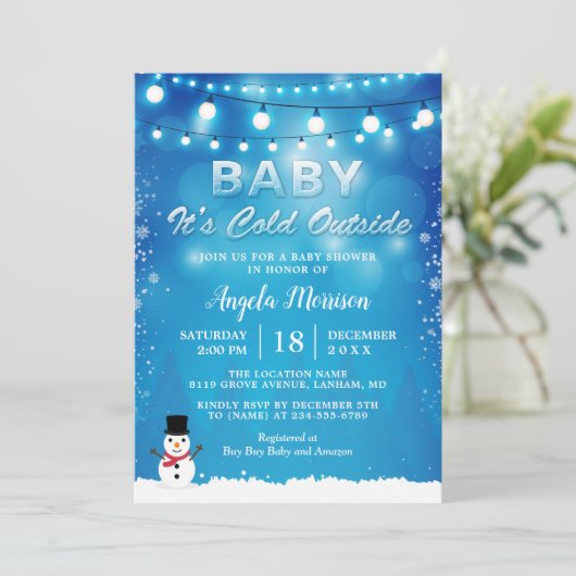 ベビー外が寒い冬のライトベビーシャワー 招待状 (スタンド正面)