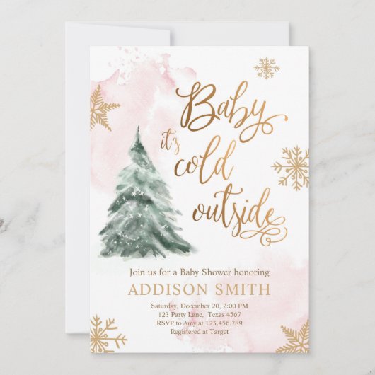 ベビー外が寒い冬の木姫 招待状 (正面)