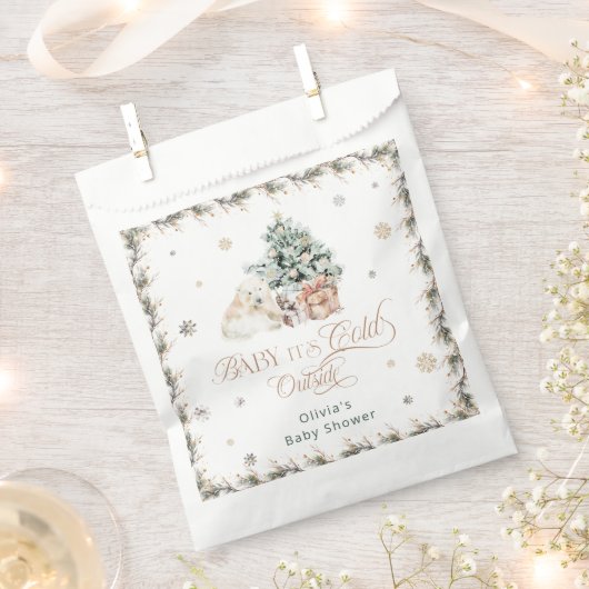 ベビー外が寒い可愛いホッキョクグマ赤ちゃんシャワー フェイバーバッグ (クリップ留めされた状態)