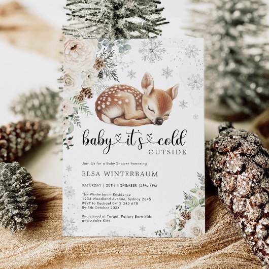 ベビー外が寒い夜鹿の冬のシャワー 招待状