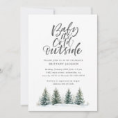 ベビー外が寒い松の木ベビーシャワー 招待状 (正面)