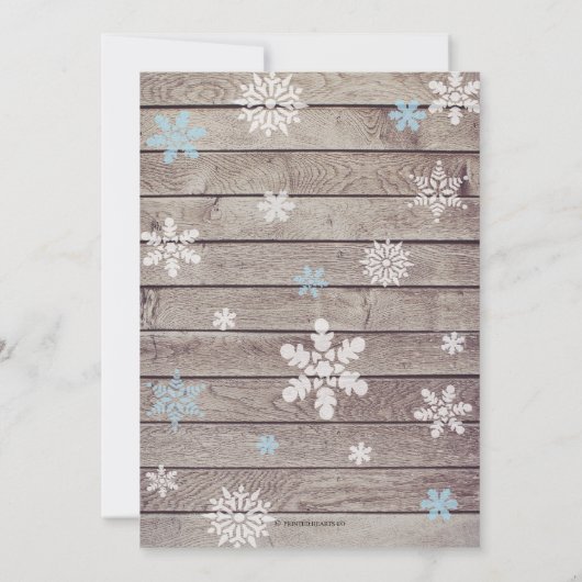 ベビー外が寒い男の子の赤ちゃんシャワー、雪だるま 招待状 (裏面)