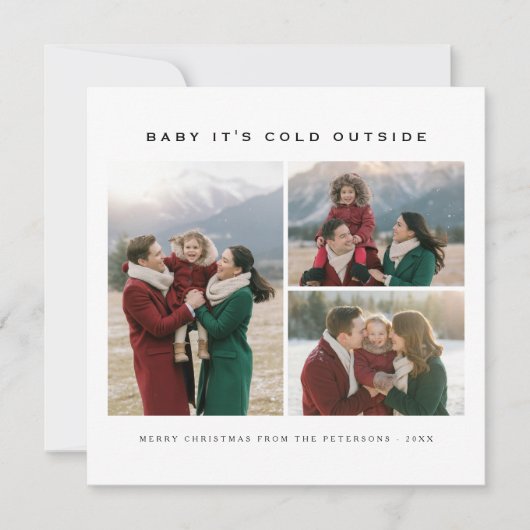 ベビー外が寒い3写真クリスマス シーズンカード (正面)