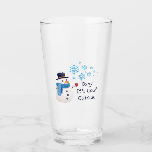 ベビー外が寒くて雪だるまが付いている タンブラーグラス (正面)