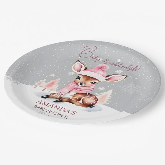 ベビー外のガールディアベイビーシャワーが冷たい ペーパープレート (アングル)