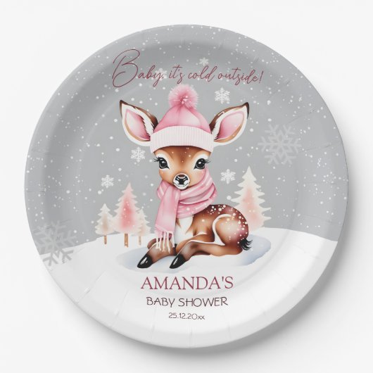 ベビー外のガールディアベイビーシャワーが冷たい ペーパープレート (正面)