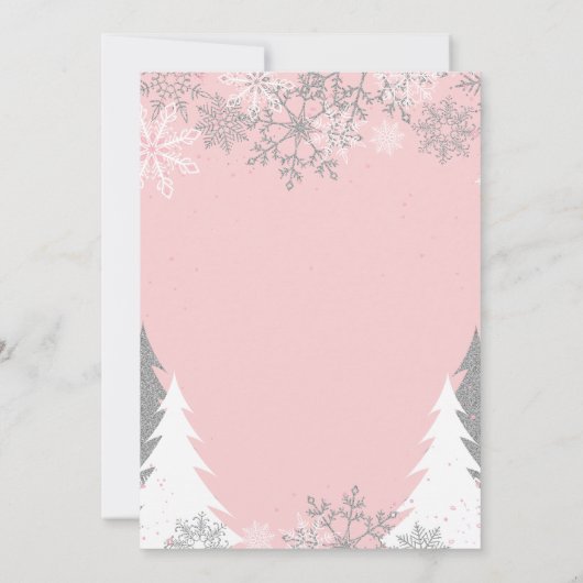 ベビー外のスノーフレーク・ベビーシャワーは寒い 招待状 (裏面)