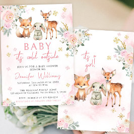 ベビー外の冬のシャワーの招待状 招待状